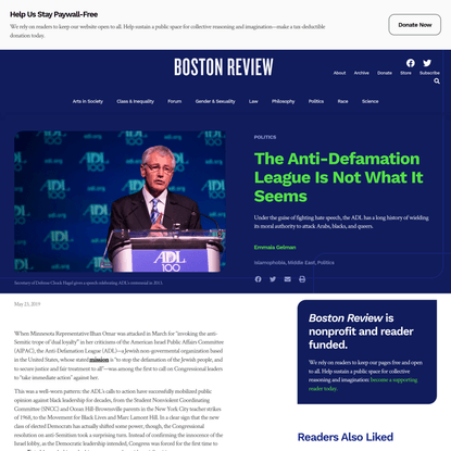 The Anti-Defamation League Is Not What It Seems - Boston Review