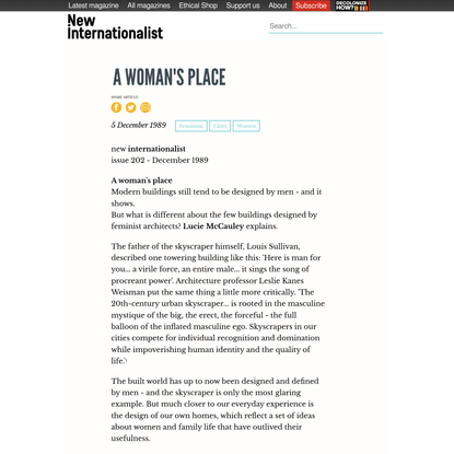 A Woman's Place | New Internationalist