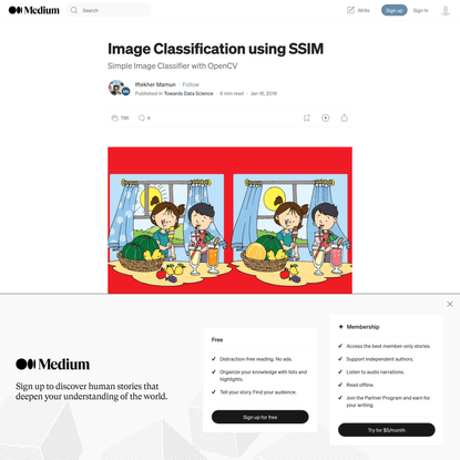 Image Classification using SSIM