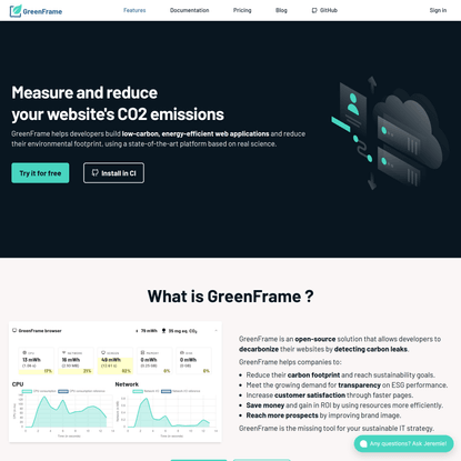 GreenFrame - Measure the Carbon Footprint of your Website