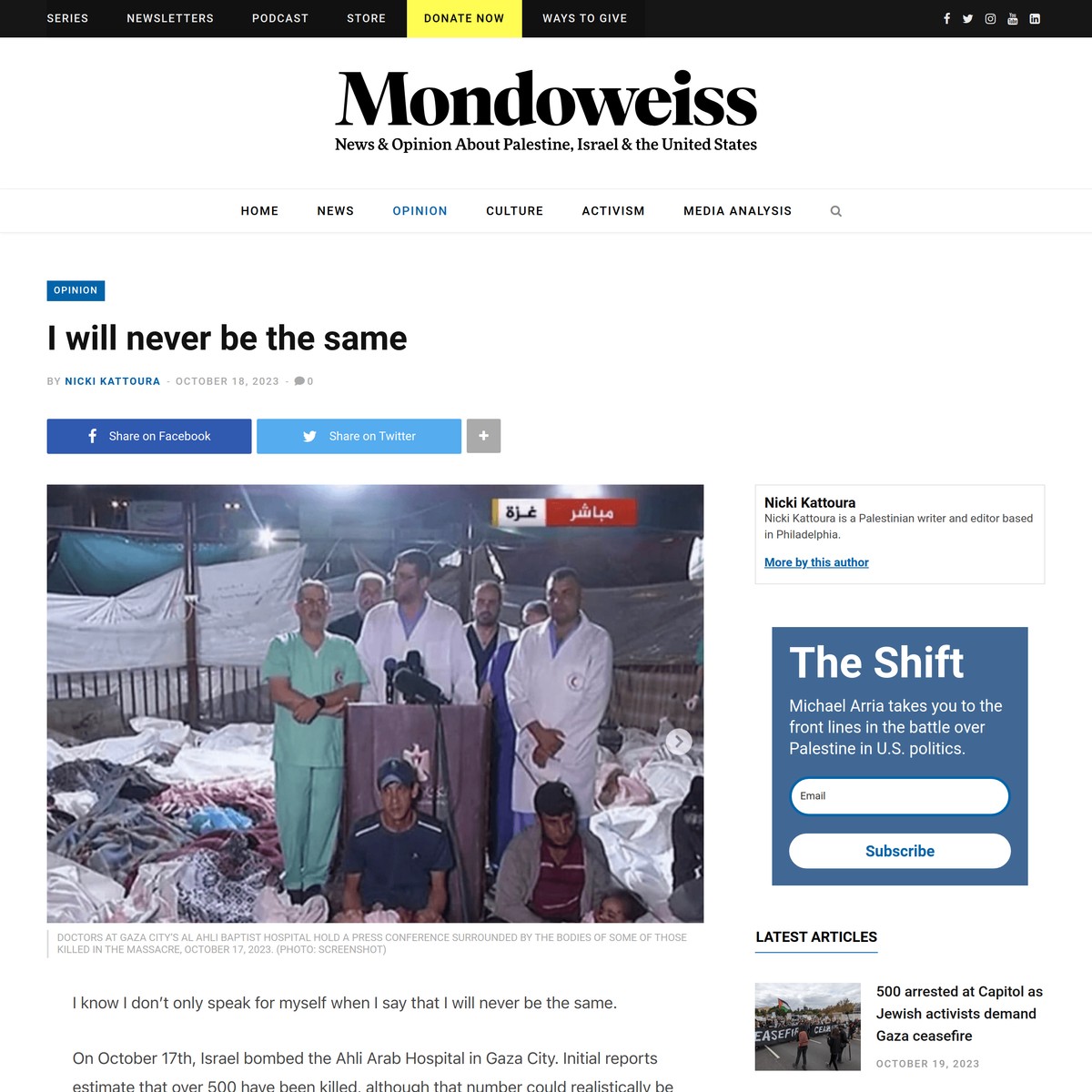 I will never be the same – Mondoweiss — Are.na