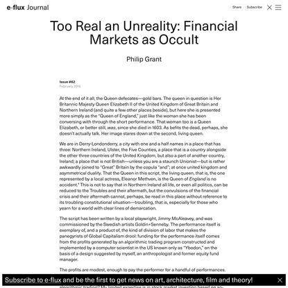 Too Real an Unreality: Financial Markets as Occult - Journal #62