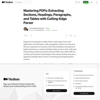 Mastering PDFs: Extracting Sections, Headings, Paragraphs, and Tables with Cutting-Edge Parser