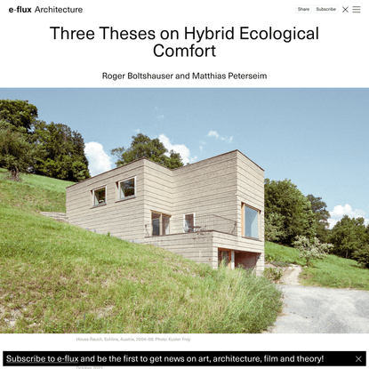 After Comfort: A User’s Guide - Roger Boltshauser et al. - Three Theses on Hybrid Ecological Comfort
