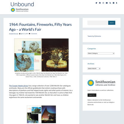 1964: Fountains, Fireworks, Fifty Years Ago – a World’s Fair – Smithsonian Libraries and Archives / Unbound