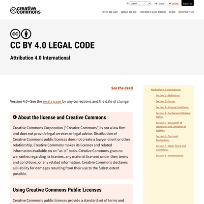 CC BY 4.0 Legal Code | Attribution 4.0 International | Creative Commons