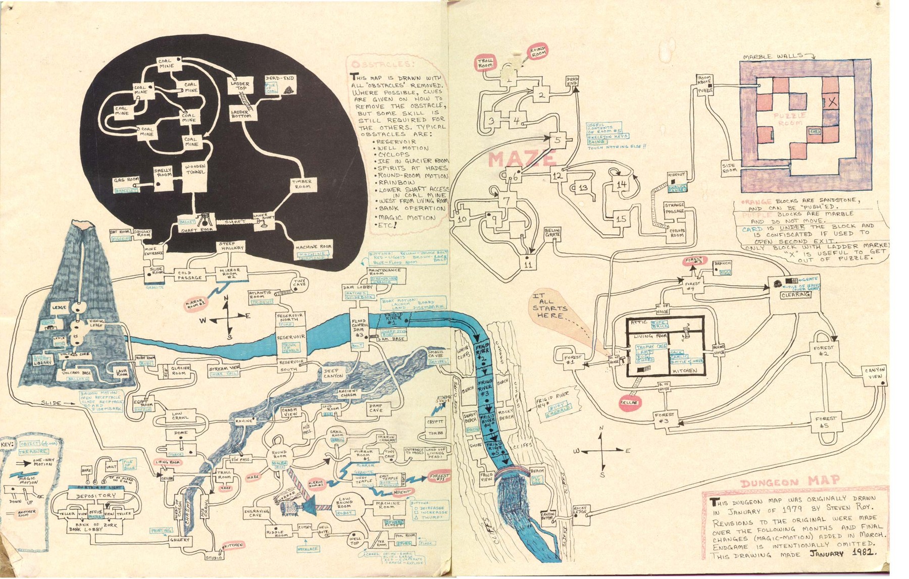 “A map of the original ZORK I. Drawn around 1981 by Steven Roy, this detailed image provides a guide to the user.” (via notgames)
