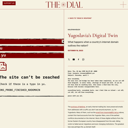 Yugoslavia’s Digital Twin — The Dial