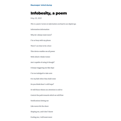 Infobesity, a poem