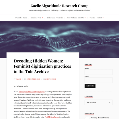 Decoding Hidden Women: Feminist digitisation practices in the Tale Archive – Gaelic Algorithmic Research Group