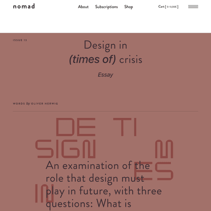 Oliver Herwig — Design in (times of) crisis
