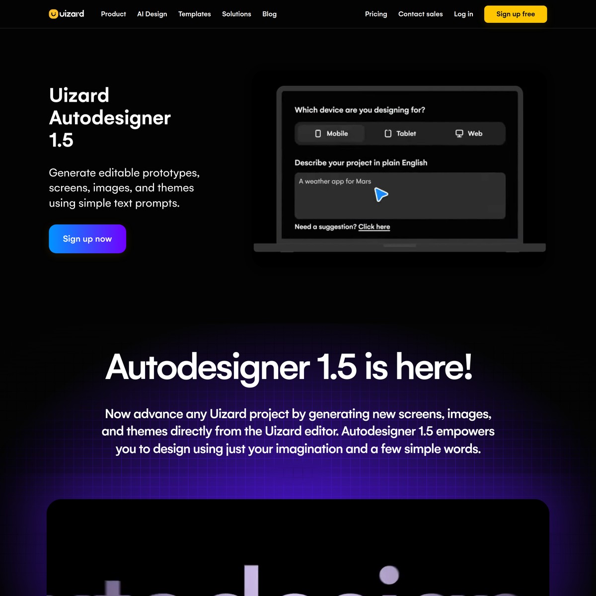Uizard autodesigner 1 5 ai ui design generator uizard are na