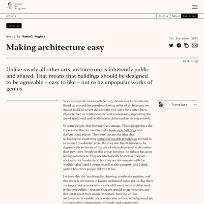 Making architecture easy - Works in Progress