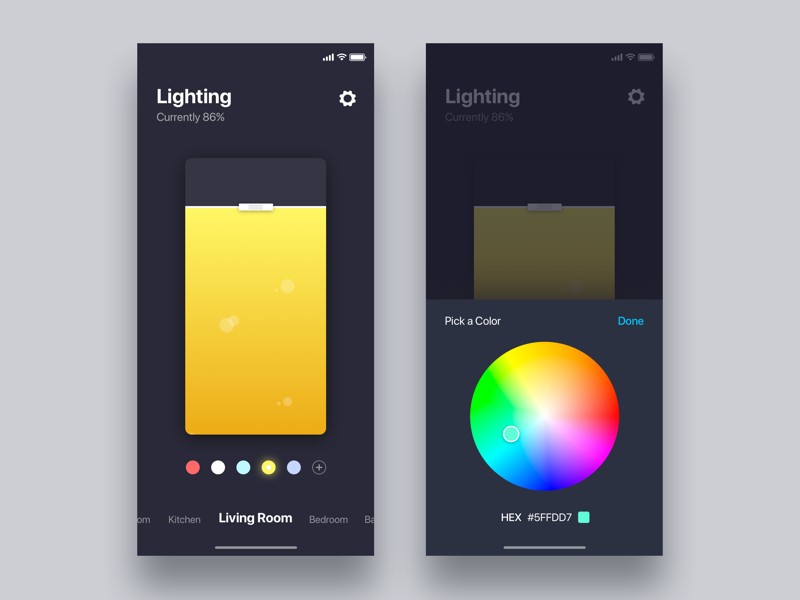 Smart home app for control the lighting - Daily UI Challenge by Christian Vizcarra