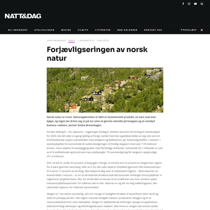 Forjævligseringen av norsk natur - NATT&DAG