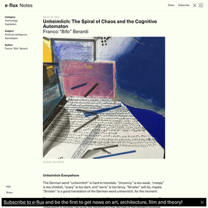 Unheimlich: The Spiral of Chaos and the Cognitive Automaton - Notes - e-flux