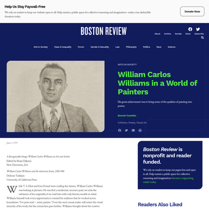 William Carlos Williams in a World of Painters - Boston Review