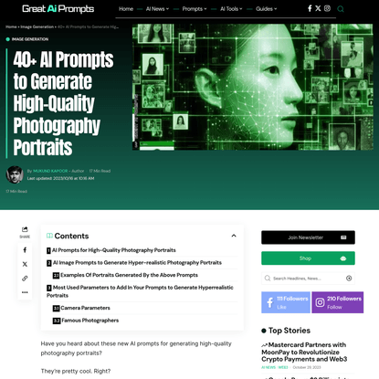 40+ AI Prompts to Generate High-Quality Photography Portraits
