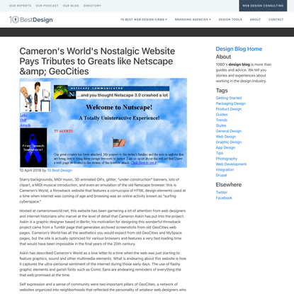 Cameron’s World’s Nostalgic Website Pays Tributes to Greats like Netscape &amp; GeoCities