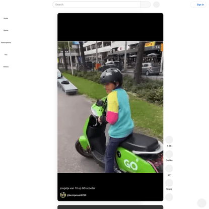 jongetje van 10 op GO scooter