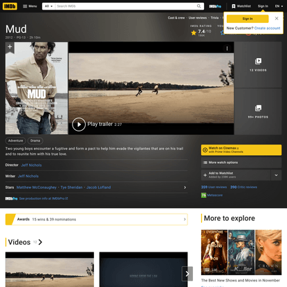 Mud (2012) ⭐ 7.4 | Adventure, Drama