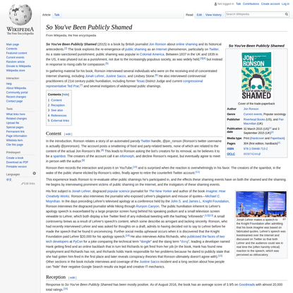 So You've Been Publicly Shamed - Wikipedia