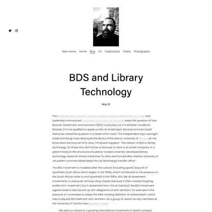 BDS and Library Technology — Sam Popowich