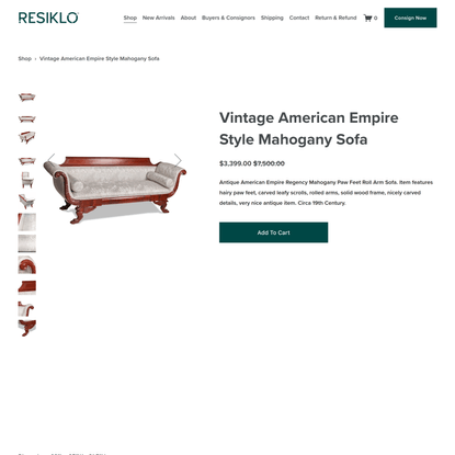 Vintage American Empire Style Mahogany Sofa — Resiklo Design