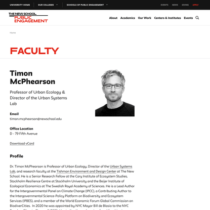 Timon McPhearson | Schools of Public Engagement