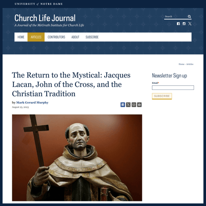 The Return to the Mystical: Jacques Lacan, John of the Cross, and the Christian Tradition