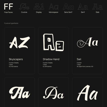 Free Faces - Cursive typefaces