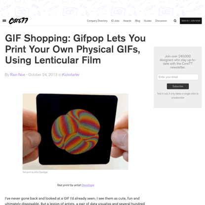 GIF Shopping: Gifpop Lets You Print Your Own Physical GIFs, Using Lenticular Film - Core77