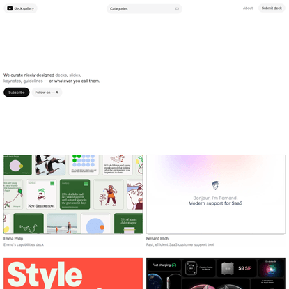 deck.gallery — nicely designed decks, curated