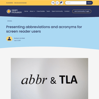 Presenting abbreviations and acronyms for screen reader users - Open Inclusion