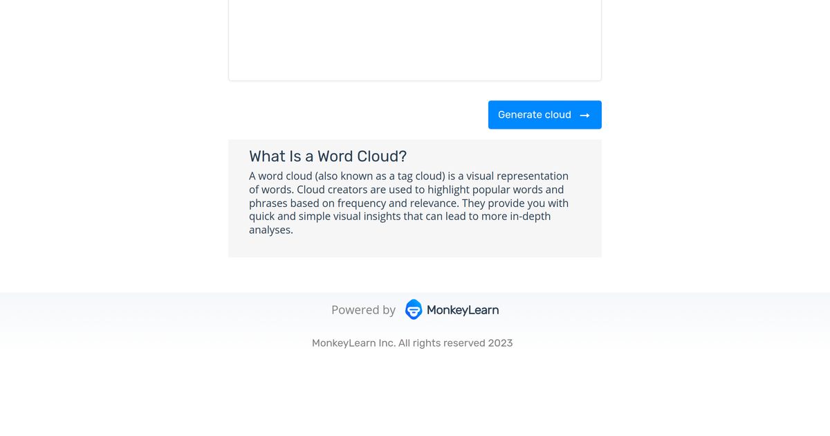 Free word cloud generator monkeylearn are na