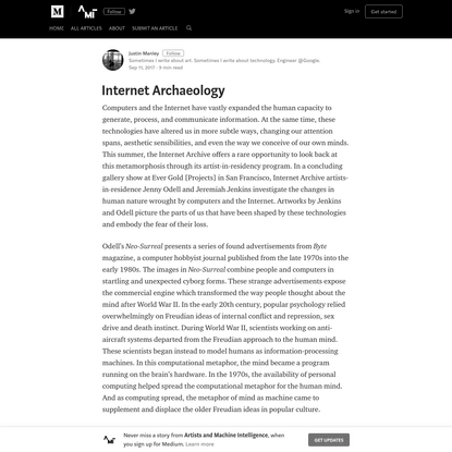 Internet Archaeology - Artists and Machine Intelligence - Medium