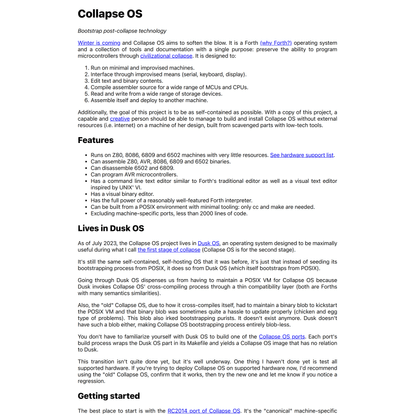 Collapse OS — Bootstrap post-collapse technology