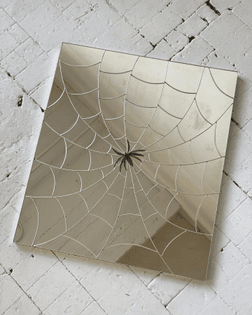 Vintage Pieced Spiderweb Mirror, Circa 1950s.
