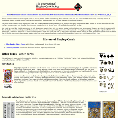 International Playing-Card Society - Brief History of Playing-Cards