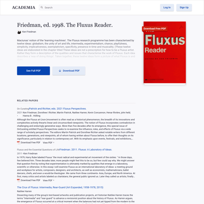 Friedman, ed. 1998. The Fluxus Reader.