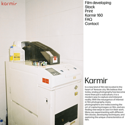 Website for Karmir Film Lab