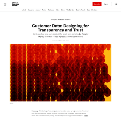 Customer Data: Designing for Transparency and Trust