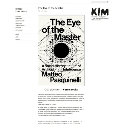 The Eye of the Master - Matteo Pasquinelli