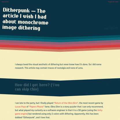 Ditherpunk — The article I wish I had about monochrome image dithering — surma.dev