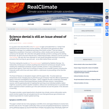 RealClimate: Science denial is still an issue ahead of COP28