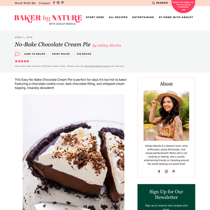 No-Bake Chocolate Cream Pie - Baker by Nature
