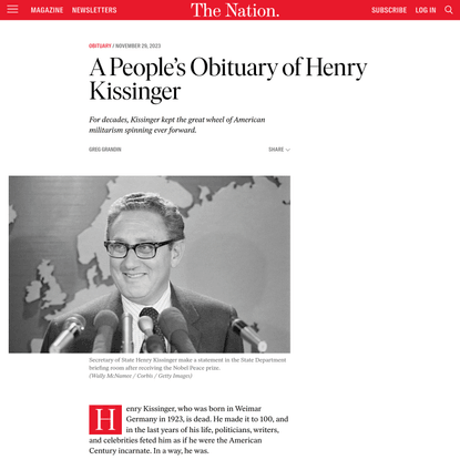 A People’s Obituary of Henry Kissinger