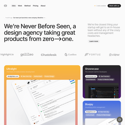 Never Before Seen – Product Design Studio For Startups