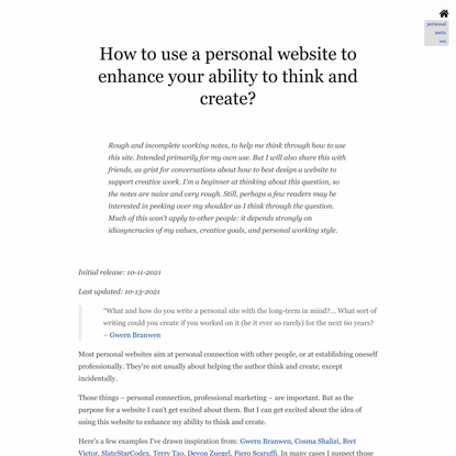 How to use a personal website to enhance your ability to think and create?