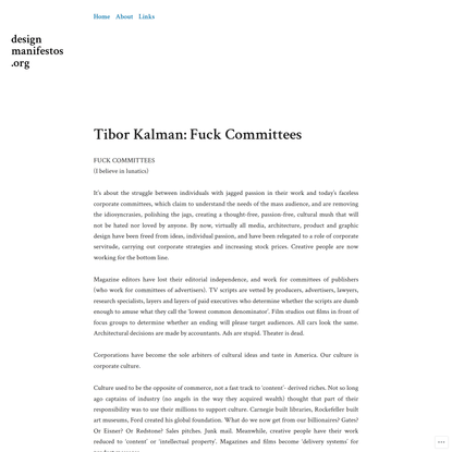Tibor Kalman: Fuck Committees